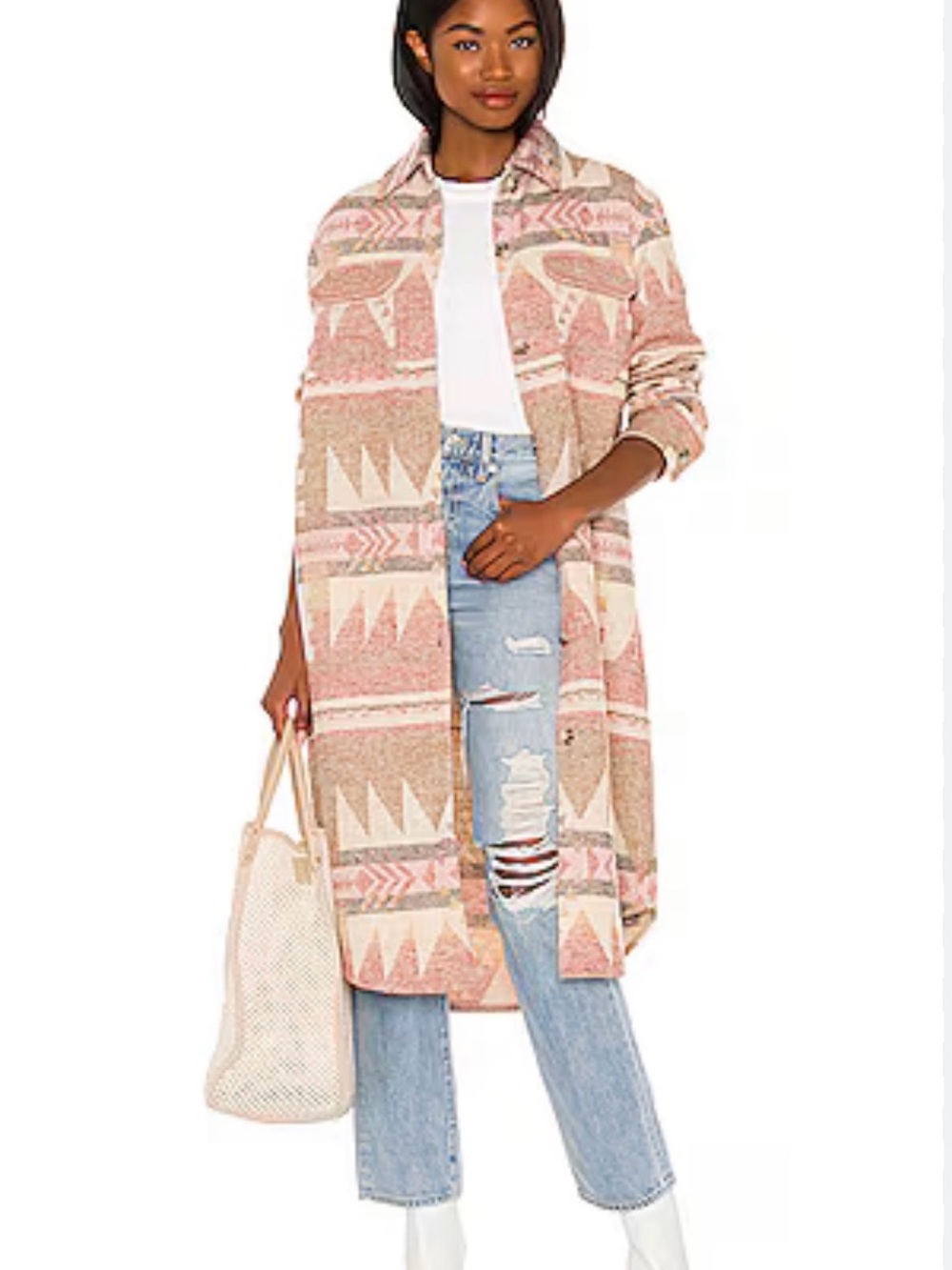 BB Dakota by Steve Madden Mojave Moon Shacket in Blush & Cream